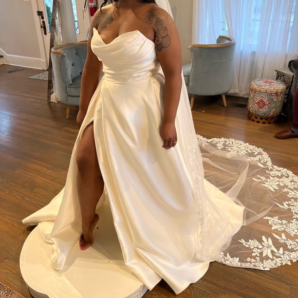 High Split Wedding Dress bridal 18 street 12/14 - Picture 1 of 4